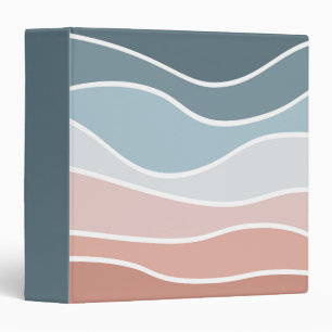 Blue and pink retro style waves design binder