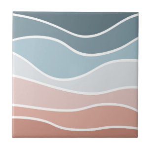 Blue and pink retro style waves design tile