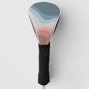 Blue and pink retro style waves golf head cover