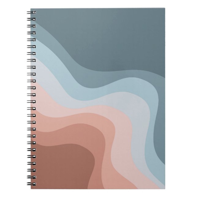 Blue and pink retro style waves notebook (Front)