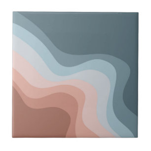 Blue and pink retro style waves tile