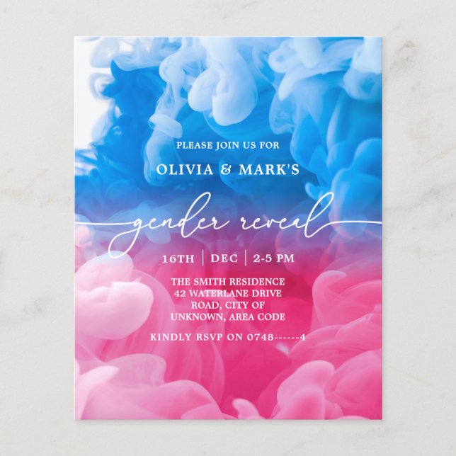 Blue and Pink Smoke Budget Baby Gender Reveal  (Front)