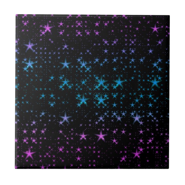 Blue And Pink Stars Tile (Front)