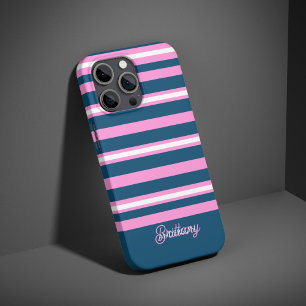 Blue and Pink  Stripes Pattern Personalized  iPhone 16 Pro Case