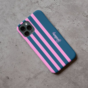 Blue and Pink  Stripes Pattern Personalized  iPhone 16 Pro Case