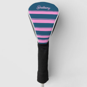 Blue and Pink  Stripes Pattern Personalized  Golf Head Cover
