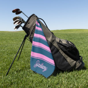 Blue and Pink  Stripes Pattern Personalized  Golf Towel
