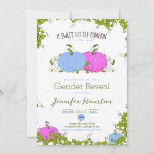 Blue and Pink Sweet little pumpkin Gender Reveal Card