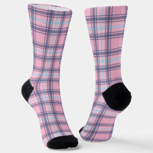Blue And Pink Tartan Christmas  Socks
