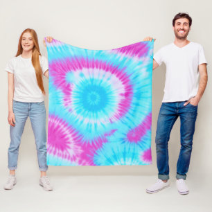 Blue and Pink Tie Dye Fleece Blanket