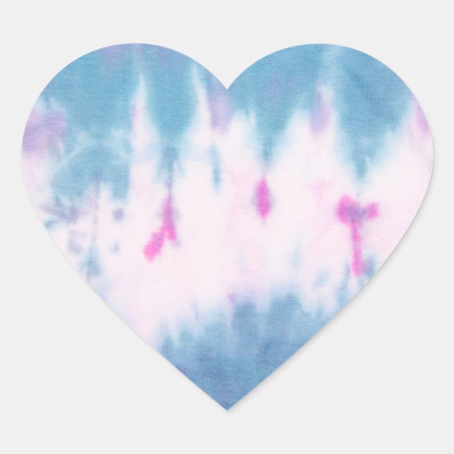 Blue and Pink Tie Dye Heart Stickers by Akasha Sun (Front)