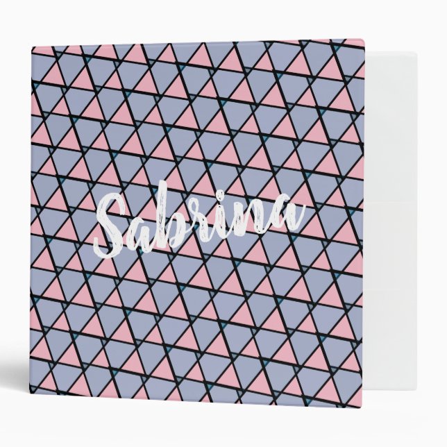 Blue and Pink Triangles Custom Name Binder (Front/Inside)