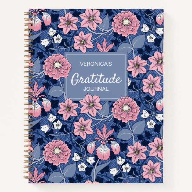 Blue and Pink Victorian Floral Gratitude Journal (Front)