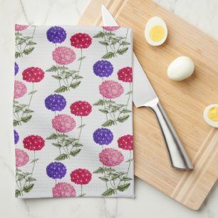 Blue and Pink Vintage Hydrangea Flower Kitchen Towel