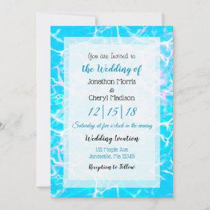 Blue and Pink Water Fluid Art Wedding   Invitation