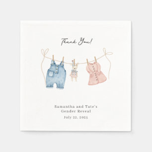 Blue and Pink Watercolor Gender Reveal  Napkin