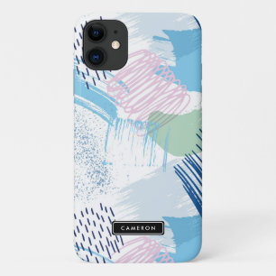 Blue and Purple Abstract Pattern Monogram iPhone 11 Case