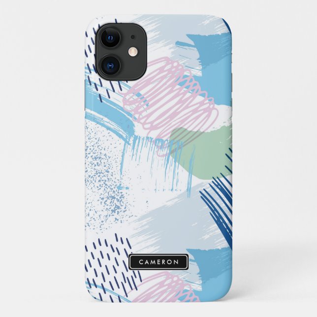 Blue and Purple Abstract Pattern Monogram Case-Mate iPhone Case (Back)