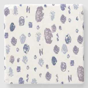 Blue and Purple Abstract Raindrops Stone Coaster