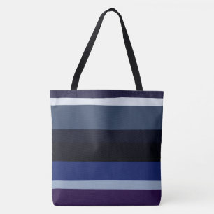 Blue and Purple Abstract Stripes Tote Bag