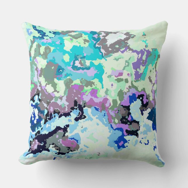 Blue and Purple Abstract Throw Pillow (Front)