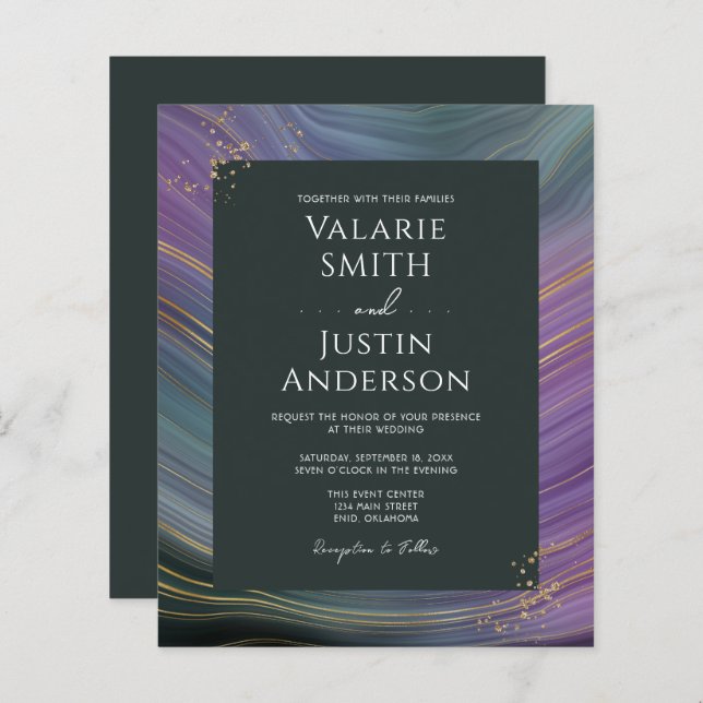 Blue and Purple Agate Stone Budget Wedding  (Front/Back)