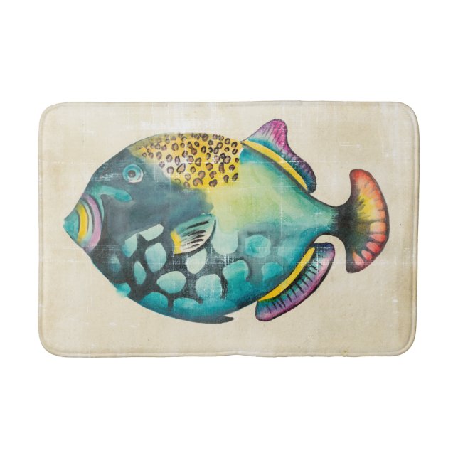 Blue and Purple Aquarium Fish Bath Mat (Front)
