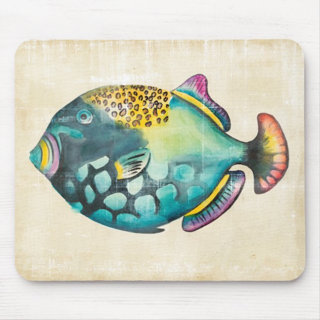 Blue and Purple Aquarium Fish Mouse Pad (Front)