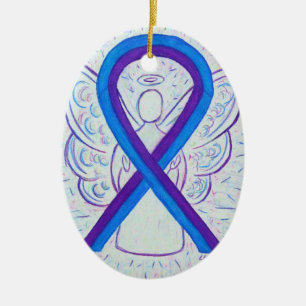 Blue and Purple Awareness Ribbon Angel Ornament
