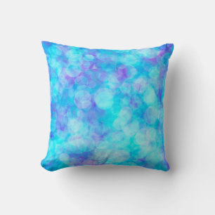 Blue and Purple Bokeh Bubbles Throw Pillow