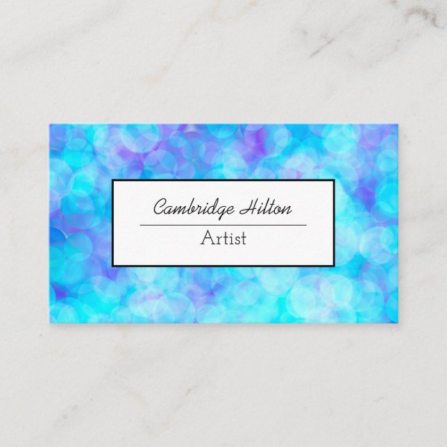 Blue and Purple Bubbles Abstract Fluid Art    Business Card (Front)