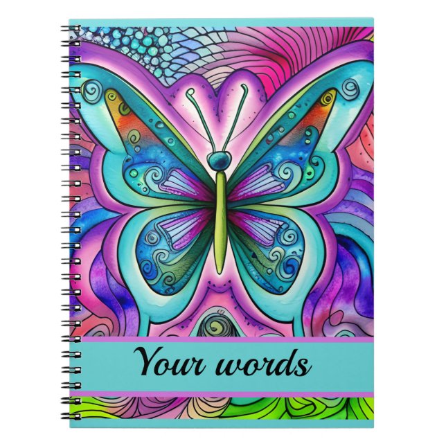  Blue and Purple Butterfly Spiral Photo Notebook (Front)