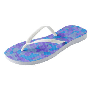 blue and purple camo abstract flip flops