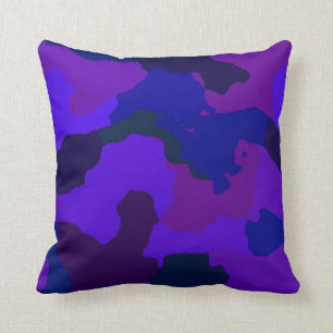 Blue and Purple Camouflage Throw Pillow