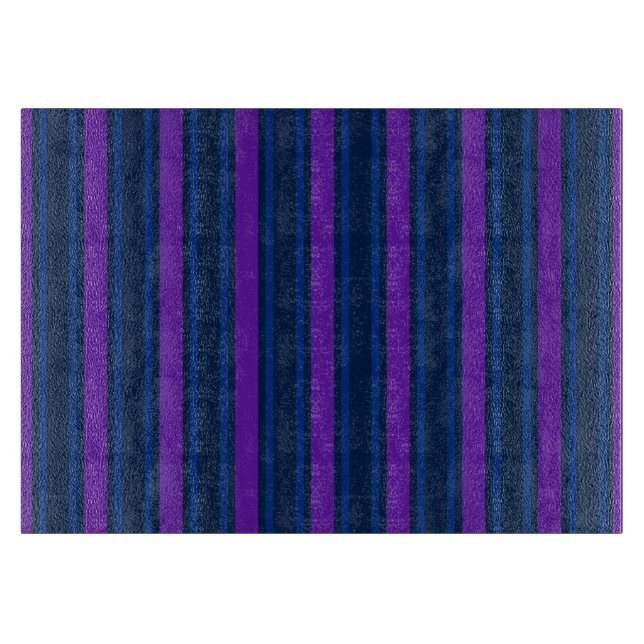 Blue and purple candy stripes cutting board (Front)