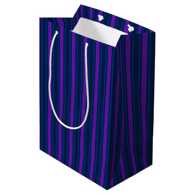 Blue and purple candy stripes medium gift bag (Back Angled)