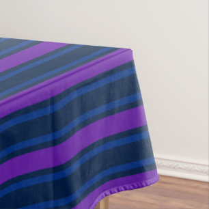 Blue and purple candy stripes tablecloth