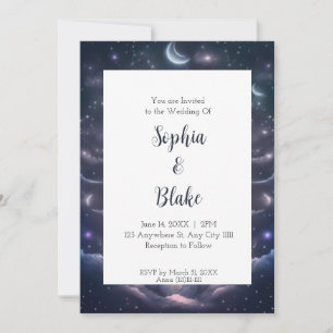 Blue and Purple Celestial Fantasy Wedding Invitation