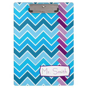 Blue and Purple Chevron Striped Clipboard