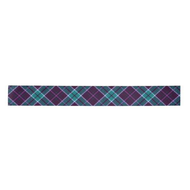 Blue and Purple Christmas Plaid Pattern Satin Ribbon (Front)
