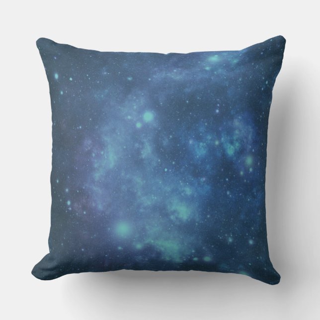 Blue and Purple Cosmic Space Image Throw Pillow (Front)
