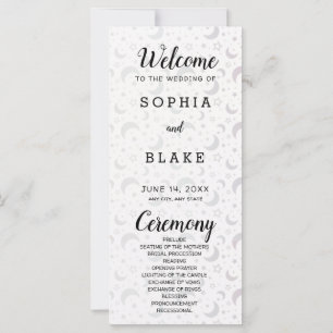 Blue and Purple Crescent Moons Wedding Program