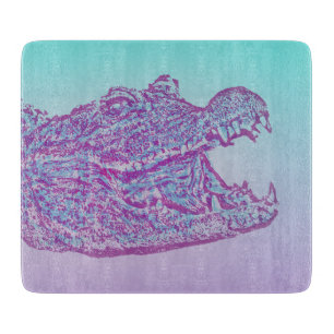 Blue and Purple Crocodile Print Cutting Board