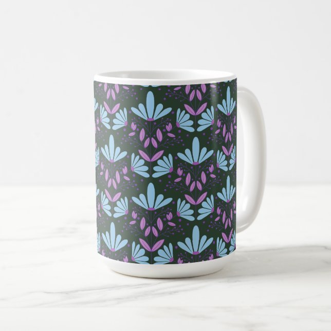 Blue and purple daisy dreams floral mug (Front Right)