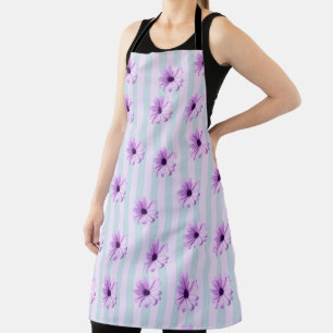 Blue and Purple Daisy Pattern Apron