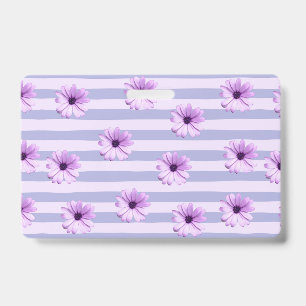 Blue and Purple Daisy Pattern Badge