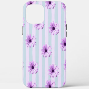 Blue and Purple Daisy Pattern iPhone 12 Pro Max Case