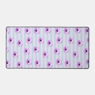 Blue and Purple Daisy Pattern Desk Mat
