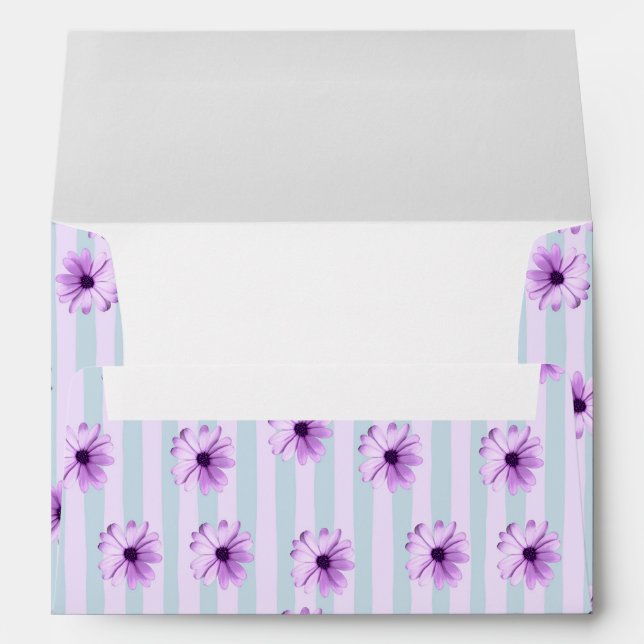 Blue and Purple Daisy Pattern Envelope (Back (Bottom))