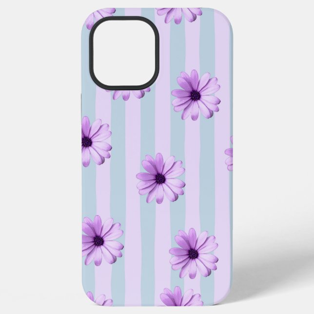 Blue and Purple Daisy Pattern iPhone Case (Back)